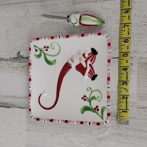 Fitz and Floyd Mingle, Jingle, Be Merry 6" Snack plate and spreader
